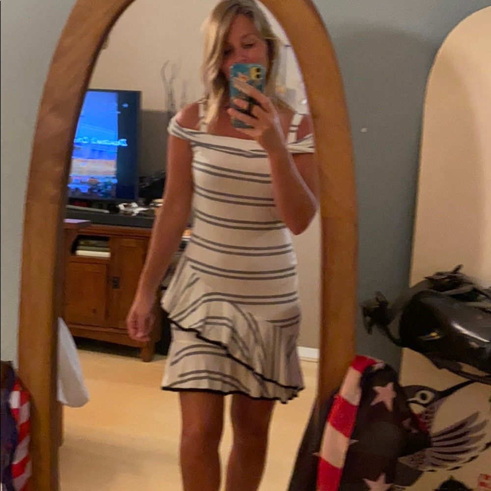 Cute Grey and White Stripe Dress